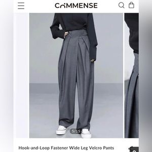 Wide legs Velcro Commense pants, size M, gray.